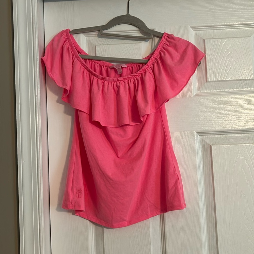 Lilly Pulitzer pink off the shoulder top